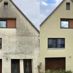 Fassadenreinigung Einfamilienhaus vorher nachher Foto