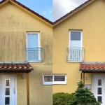 Fassadenreinigung Einfamilienhaus vorher nachher Foto