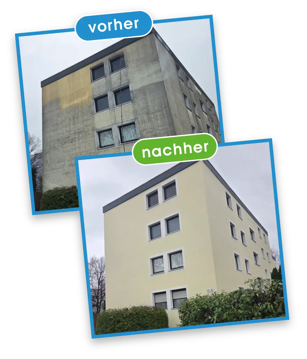 vorher - nachher Fassadenreinigung